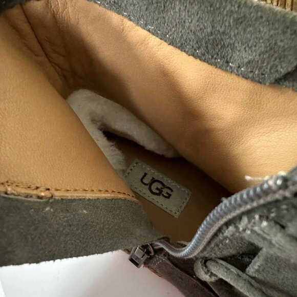 UGG Reid Ankle Boot Womens Size 10 Suede Bootie Slate Gray Zipper - Picture 7 of 12